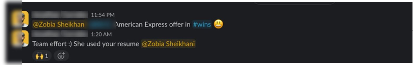 Client win screenshot 1: interview or offer after the resume rewrite