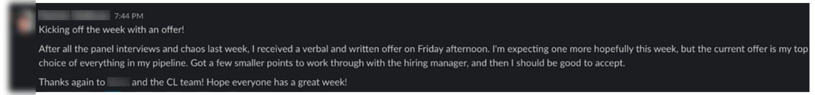Client win screenshot 2: interview or offer after the resume rewrite