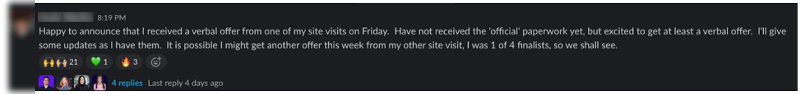 Client win screenshot 5: interview or offer after the resume rewrite