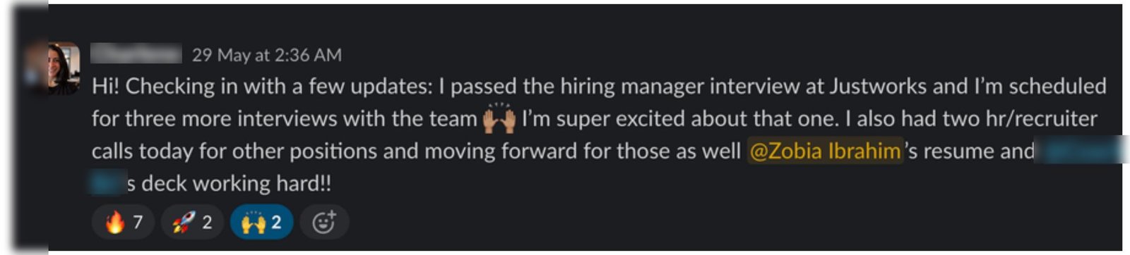 Client win screenshot 6: interview or offer after the resume rewrite