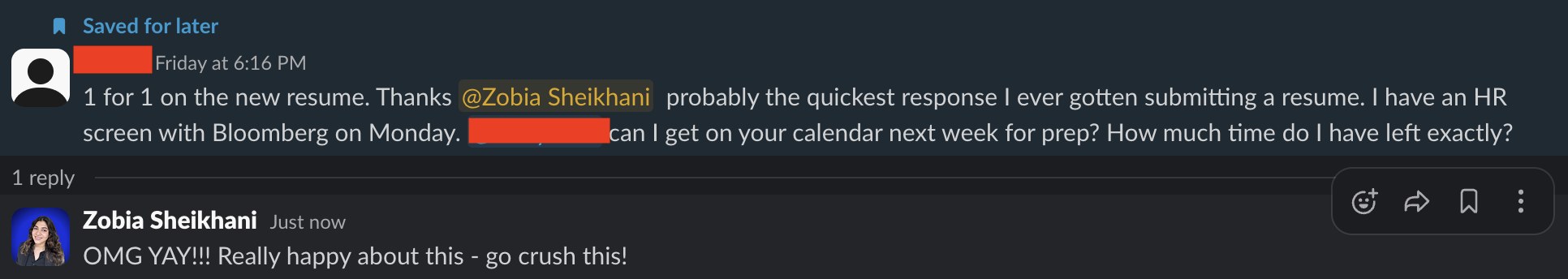 Client win screenshot 15: interview or offer after the resume rewrite